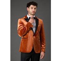 Burton Men's Rust Velvet Slim Fit Tuxedo Jacket | Size: 42R