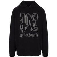 Palm Angels Men's Monogram Statement Logo Black Hoodie | Size: Large
