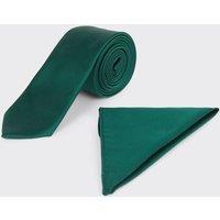 Burton Men's Forest Green Tie & Pocket Square Set