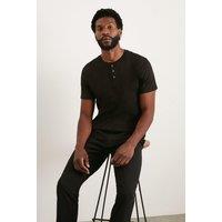 Burton Men's Black Grandad Neck T-Shirt | Size: Small