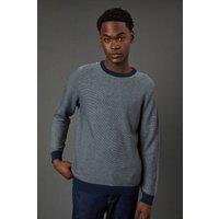 Burton Men's Navy Semi Plain Crew Neck Jumper | Size: Small