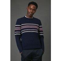 Maine Men's Navy Cable Christmas Jumper | Size: 2XL