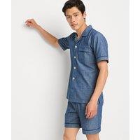 Lands' End Men's Essential Cotton Pyjama Shorts in Indigo | Size: Small