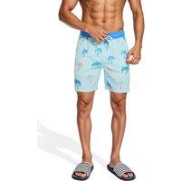 MODISHION Men's Stylish Printing Beach Shorts with Drawstring in Light Blue | Size: Small