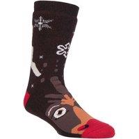 Heat Holders Men's Christmas Non Slip Thermal Slipper Socks with Grippers in Dark Brown | Size: 6-11