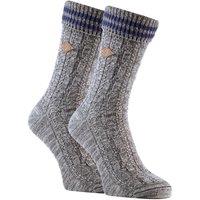 FARAH Men's 2 Pack Cable Knit Cotton Boot Dress Socks with Turn Over Top in Grey | Size: 6-11