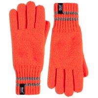 Heat Holders Men's Hi Vis Reflective Soft Fleece Lined Thermal Winter Gloves in Burnt Orange | Size: Large/XL
