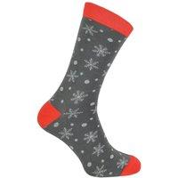 Mr Heron Men's Novelty Bamboo Christmas Socks with Ruldoph & Santa in Grey | Size: 6-11
