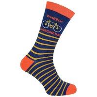 Mr Heron Men's 1 Pack Wheely Awesome Dad Bamboo Socks in Navy | Size: 6-11