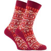FARAH Men's 2 Pack Vintage Aztec Patterned Colourful Cotton Socks in Burnt Orange | Size: 6-11