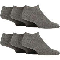 SOCKSHOP Gentle Grip Men's 6 Pack Diabetic Trainer Socks | Loose Top Wide Ankle Socks in Grey | Size: 12-14