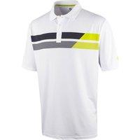 Island Green Men's Asymetric Print White Golf Polo Shirt | Size: Medium