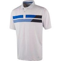 Island Green Men's Asymetric Print White Golf Polo Shirt in Light Grey | Size: Small