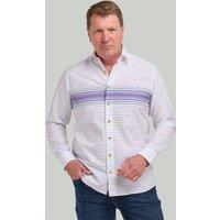 Double TWO Men's Blue Chest Stripe Cotton Casual Shirt | Size: 5XL