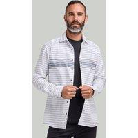 Double TWO Men's Grey Chest Stripe Cotton Casual Shirt | Size: 4XL