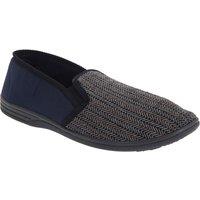 Zedzzz Men's Charles Herringbone Felt Gusset Slippers in Navy | Size: 6