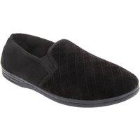 Zedzzz Men's Kevin Velour Twin Gusset Slippers in Black | Size: 9