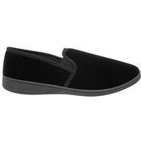 Zedzzz Men's Ross Twin Gusset Velour Slippers in Black | Size: 8