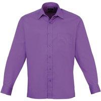 Premier Men's Poplin Long-Sleeved Formal Shirt in Violet | Size: 15 inches