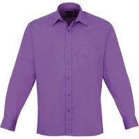Premier Men's Poplin Long-Sleeved Formal Shirt in Violet
