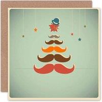Artery8 Men's Handlebar Moustache Tree Hipster Christmas For Him Card