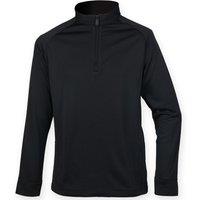 Henbury Men's Quarter Zip Long Sleeve Top in Black | Size: XS