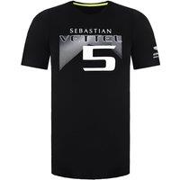 Aston Martin Men's Sebastian Vettel Driver Short Sleeve Crew Neck Black T-Shirt | Size: XS
