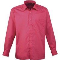 Premier Men's Poplin Long-Sleeved Formal Shirt in Bright Pink | Size: 17 inches