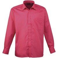 Premier Men's Poplin Long-Sleeved Formal Shirt in Pale Pink