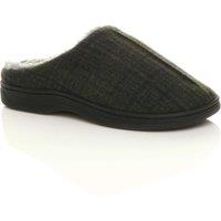 AJVANI Men's Flat Heel House Shoes Tartan Slippers in Khaki | Size: 11