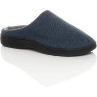 AJVANI Men's Flat Heel House Shoes Corduroy Slippers in Navy | Size: 12