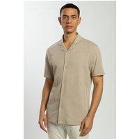 Steel & Jelly Men's Dotted Jacquard Short Sleeve Shirt in Stone | Size: Large
