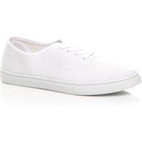 AJVANI Men's Flat Heel Lace Up Canvas Pumps Jersey Plimsolls in White | Size: 11