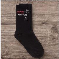 60 SECOND MAKEOVER Men's Rather Be Playing Rugby Black Calf Socks