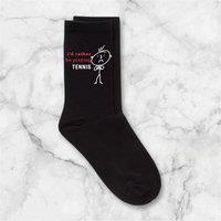 60 SECOND MAKEOVER Men's Rather Be Playing Tennis Black Calf Socks