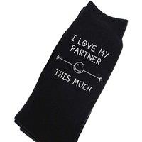 60 SECOND MAKEOVER Men's I Love My Partner This Much Black Calf Socks