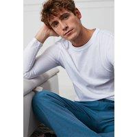 British Boxers Men's Optic White Cotton Jersey Long Sleeve Top in White | Size: Large