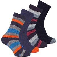 Sock Snob Men's 4 Pack Cosy Soft Fluffy Slipper Bed Socks with Grips in Black | Size: 6-11