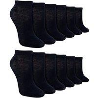 Sock Snob Men's 12 Pack Soft Breathable Bamboo Trainer Liner Socks Ideal for PE in Black | Size: 9-12