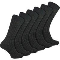 Sock Snob Men's 6 Pairs Plain Coloured Cotton Rich Ribbed Dress Socks in Charcoal | Size: 6-11