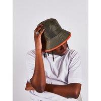 SVNX Men's Nylon Bucket Hat With Contrast Trim & Drawstring In Moss in Green
