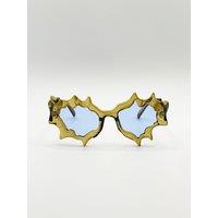 SVNX Men's Y2K Irregular Novelty Sunglasses in Brown