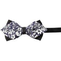 SVNX Men's Navy White Floral Bow Tie