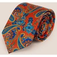 Oswin Hyde Men's Print Green Tie in Orange