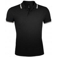 SOL'S Men's Pasadena Tipped Short Sleeve Pique Polo Shirt in Black | Size: Large