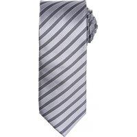 Premier Men's Double Stripe Pattern Formal Business Tie in Metallic Silver