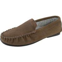 Eastern Counties Leather Men's Berber Fleece Lined Suede Moccasins in Taupe | Size: 7