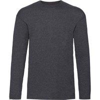Fruit of the Loom Men's Valueweight Crew Neck Long Sleeve T-Shirt in Grey | Size: 2XL