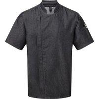 Premier Men's Chefs Zip-Close Short Sleeve Jacket in True Black | Size: Large