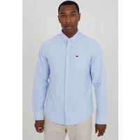 Brave Soul Men's Cotton Long Sleeve Oxford Shirt in Light Blue | Size: Small